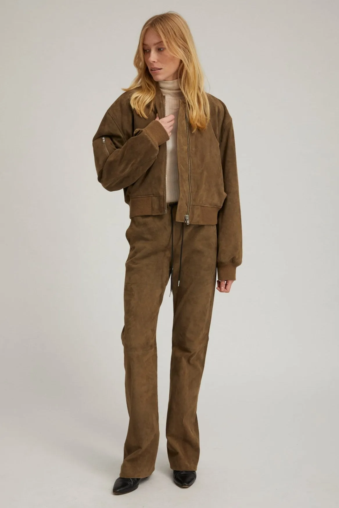 Olive Suede Bomber sold by SPRWMN product image thumbnail 3