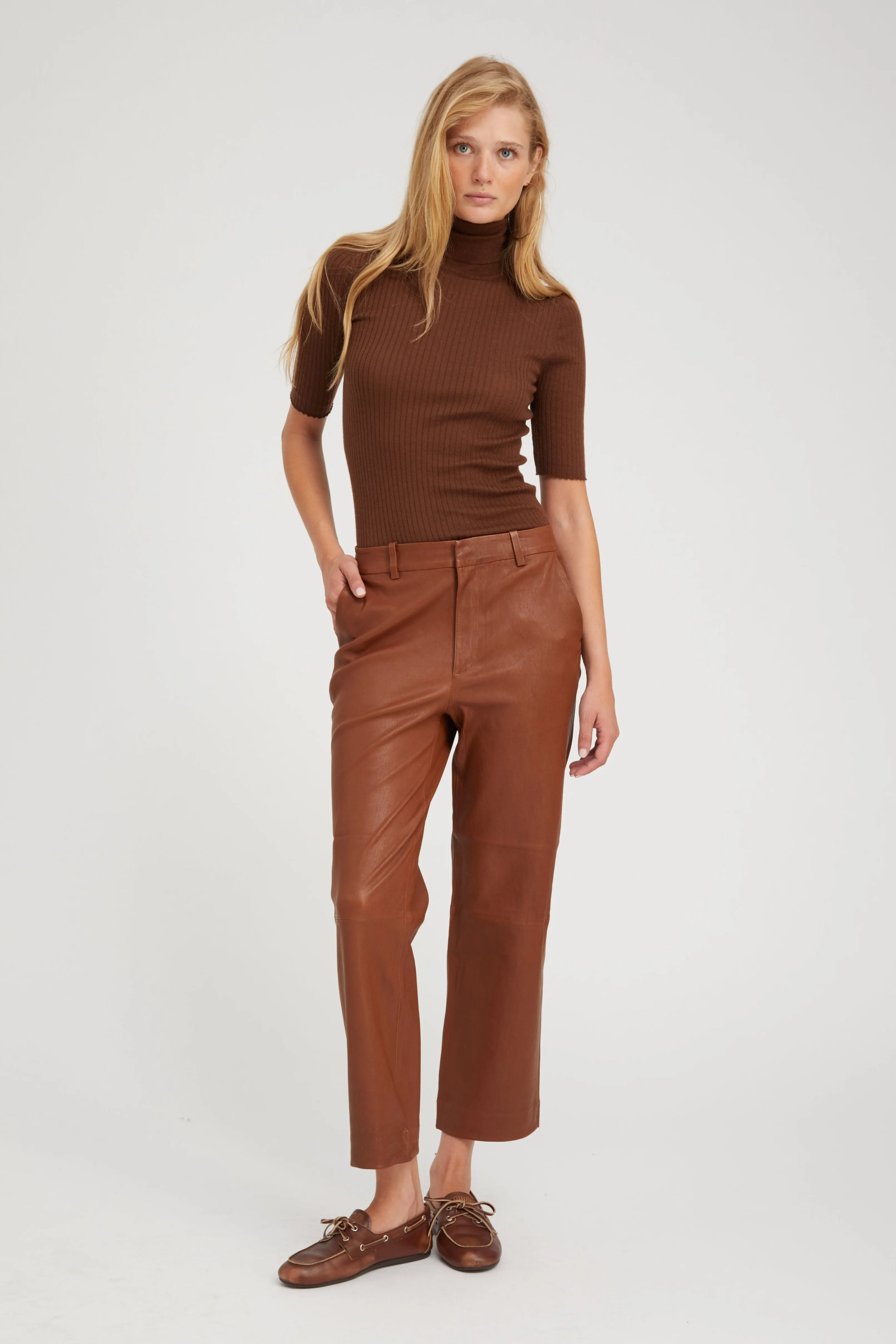 Acorn Leather Cropped Trousers sold by SPRWMN product image thumbnail 3