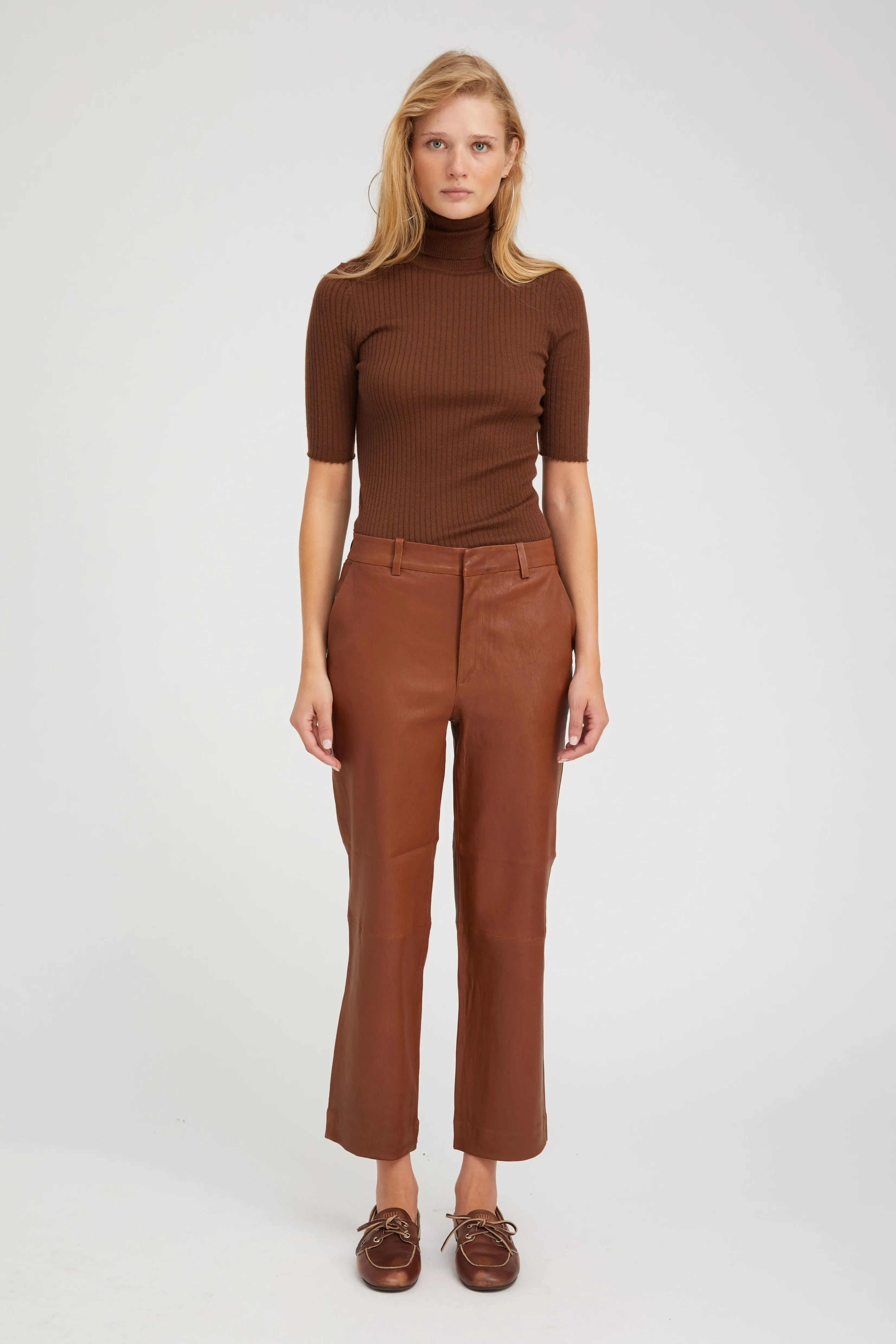 Acorn Leather Cropped Trousers sold by SPRWMN