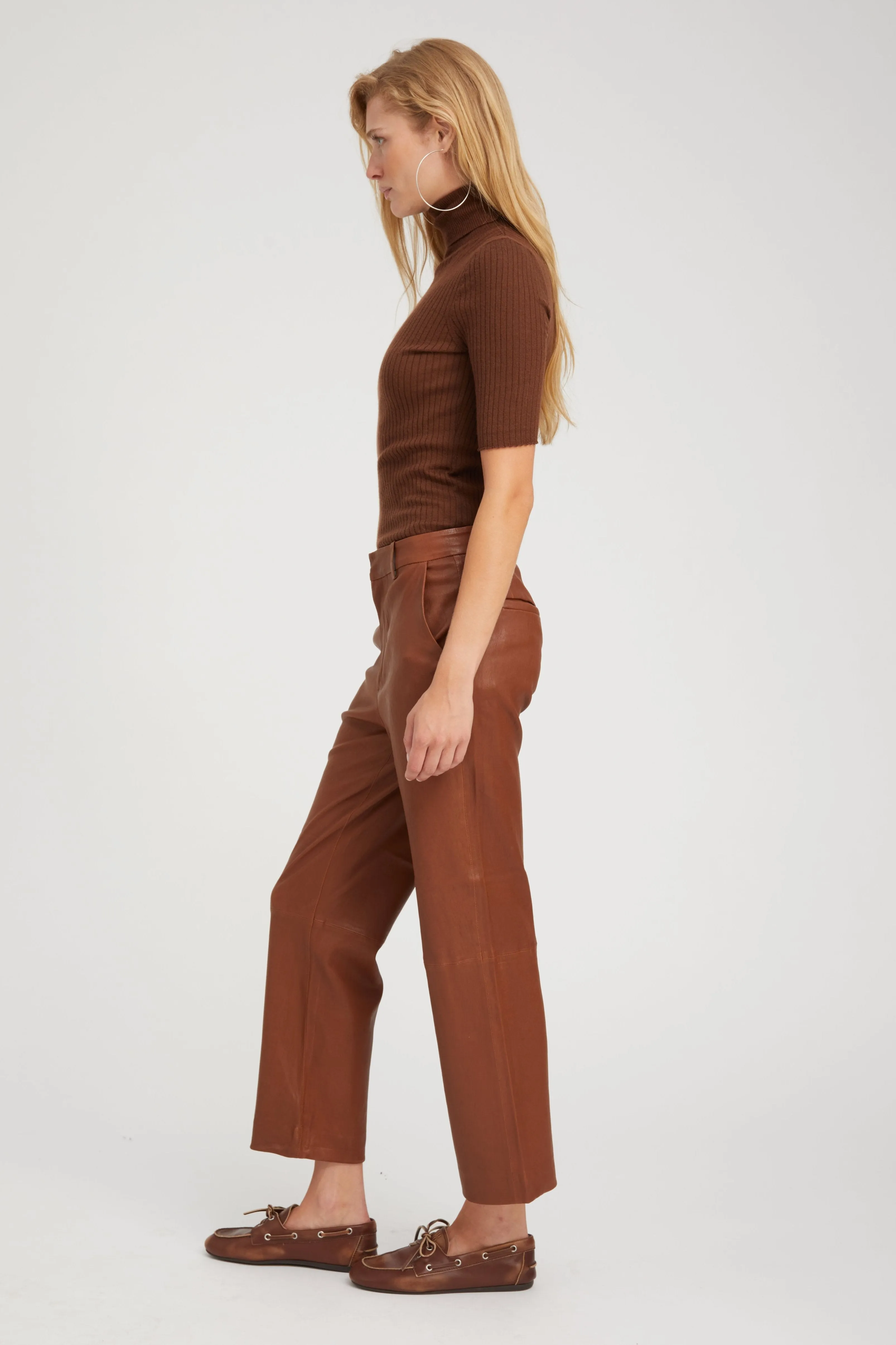 Acorn Leather Cropped Trousers sold by SPRWMN product image thumbnail 4