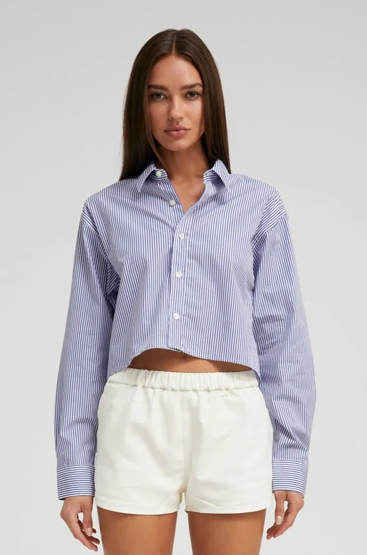 Blue Striped Cropped Button Down sold by SPRWMN