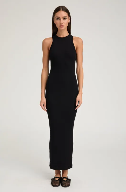 Black Rib Racer Maxi Dress sold by SPRWMN