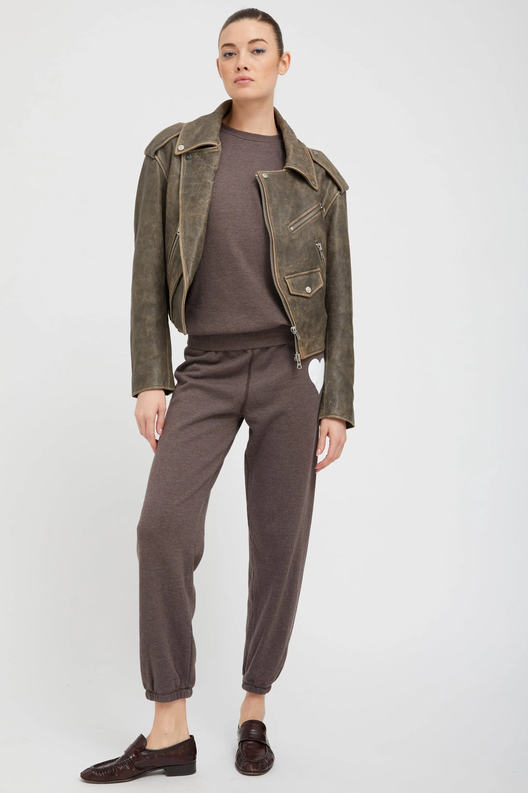 Grey Leather Biker Jacket sold by SPRWMN product image thumbnail 2