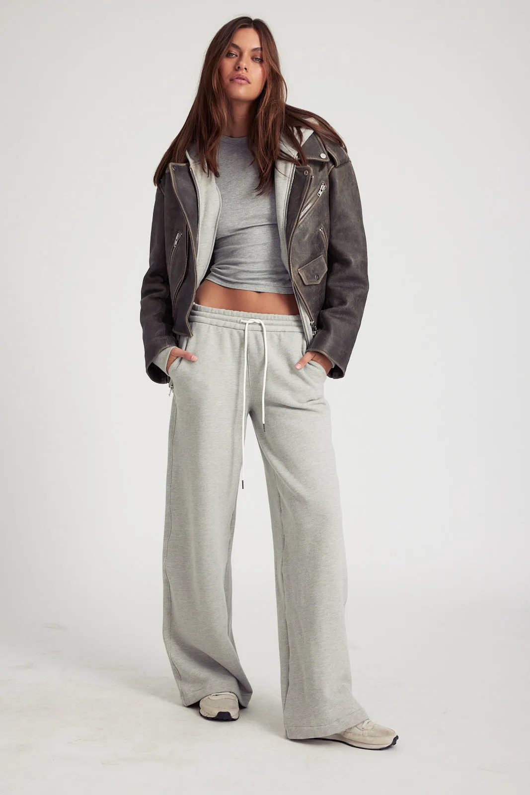 Grey Leather Biker Jacket sold by SPRWMN product image thumbnail 5