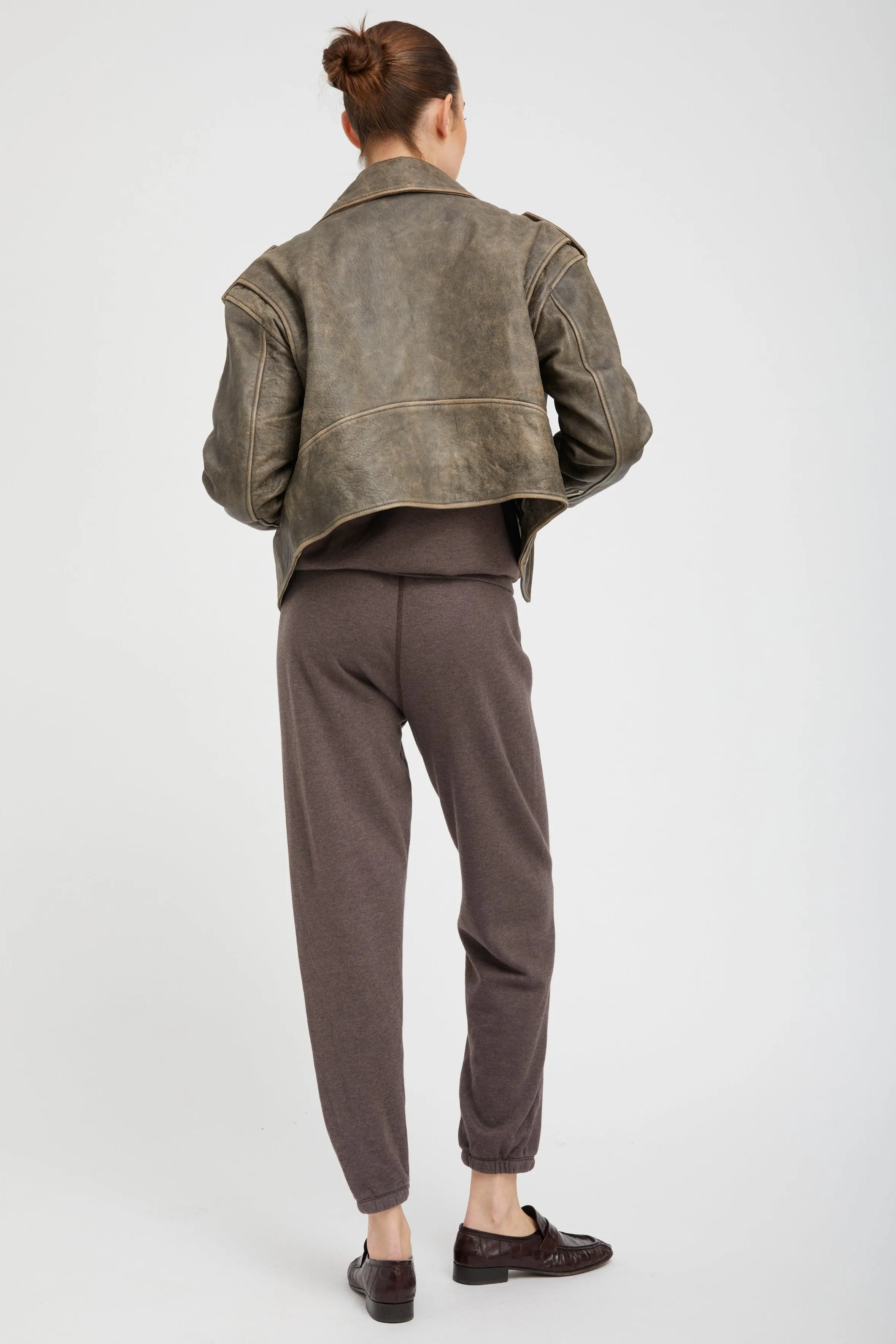 Grey Leather Biker Jacket sold by SPRWMN product image thumbnail 4