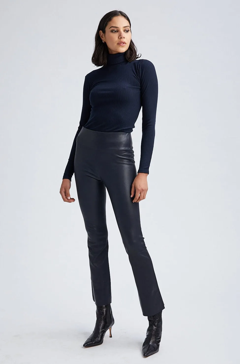 Navy Leather Ankle Flare sold by SPRWMN product image thumbnail 3