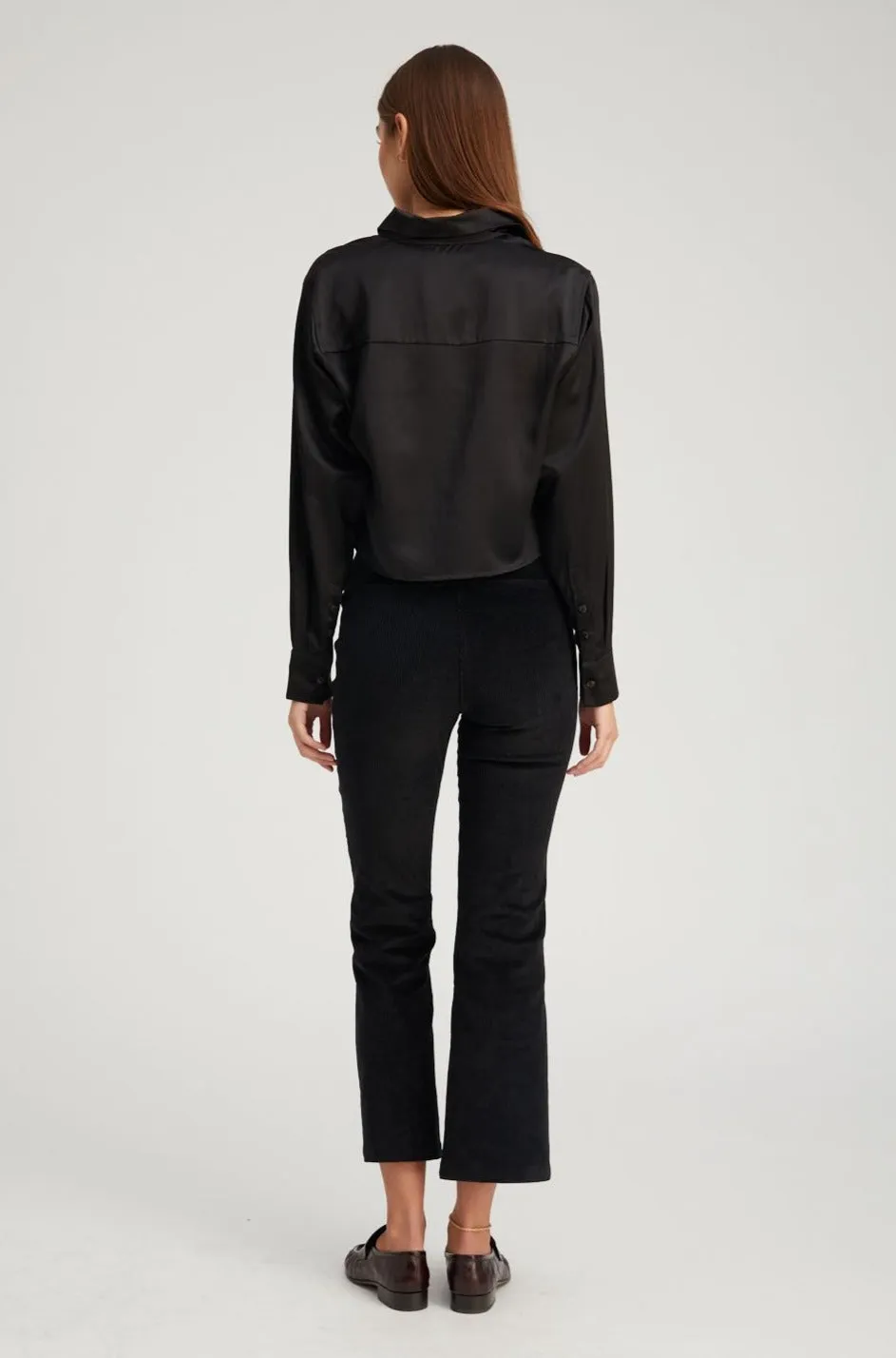Black Corduroy Ankle Flare Pants sold by SPRWMN product image thumbnail 5