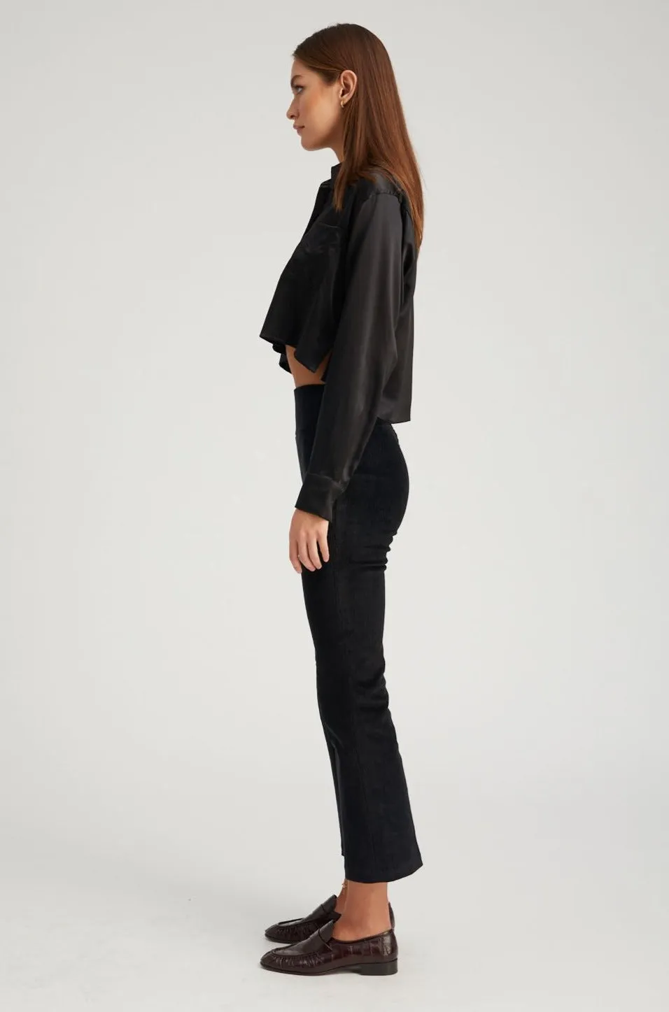Black Corduroy Ankle Flare Pants sold by SPRWMN product image thumbnail 4