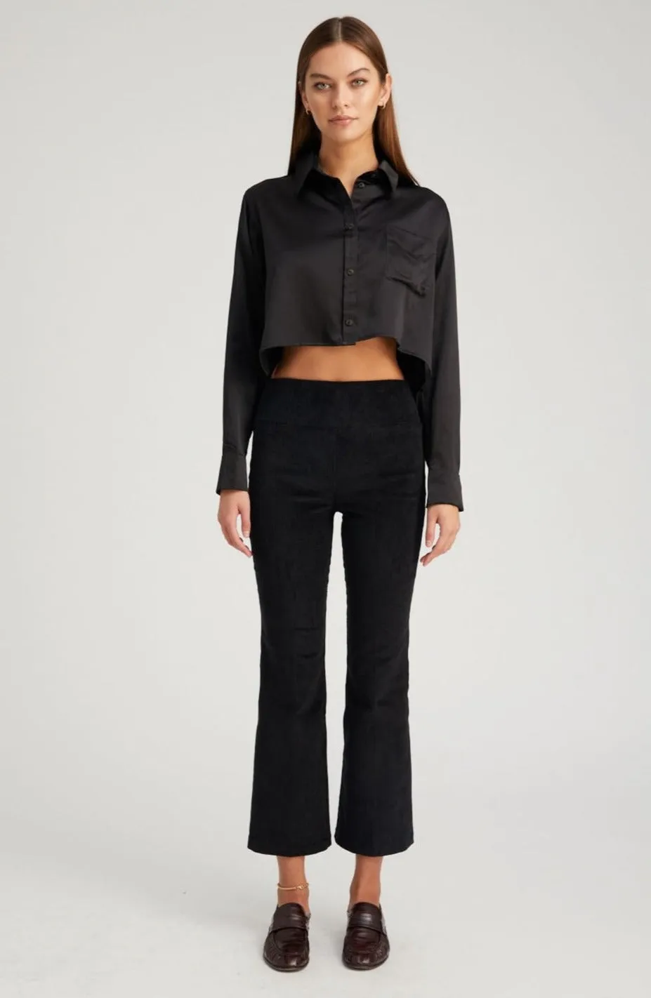 Black Corduroy Ankle Flare Pants sold by SPRWMN product image thumbnail 3