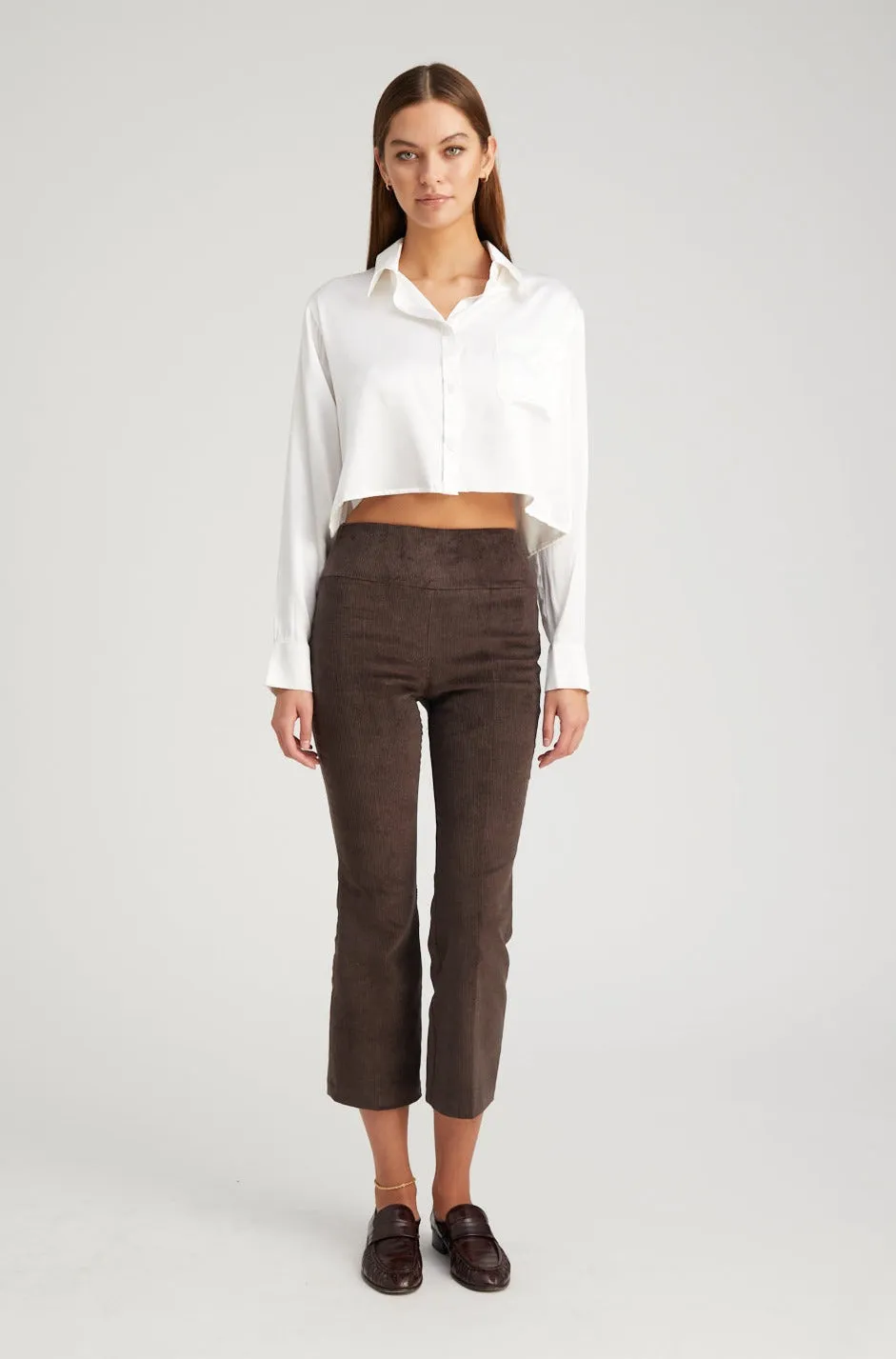 Dark Chocolate Corduroy Crop Flare Pants sold by SPRWMN product image thumbnail 2