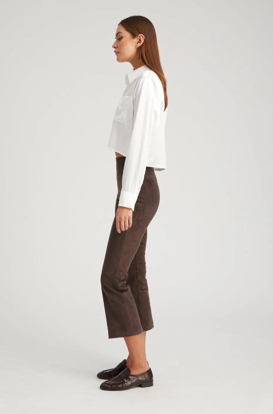 Dark Chocolate Corduroy Crop Flare Pants sold by SPRWMN product image thumbnail 4