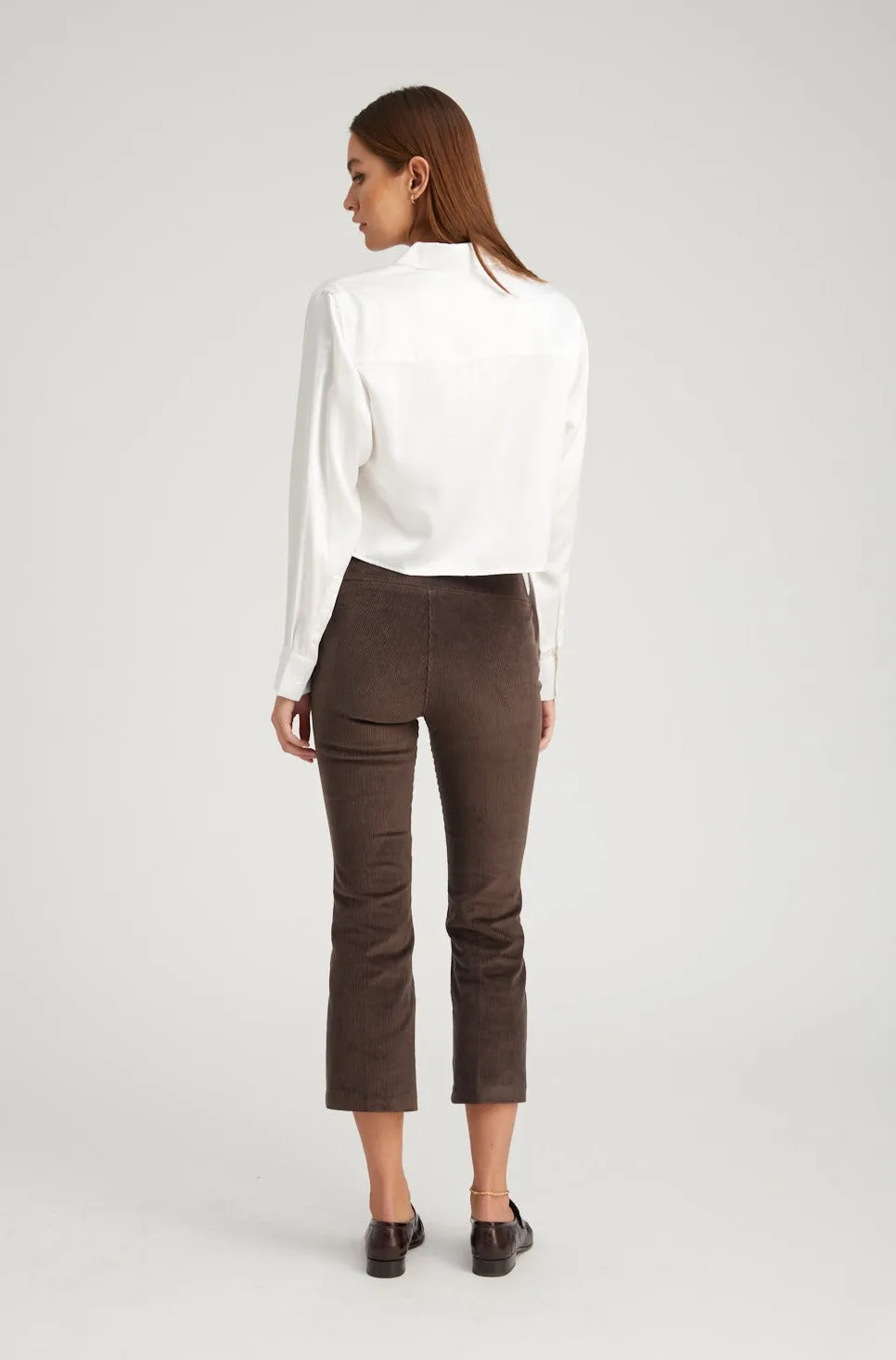 Dark Chocolate Corduroy Crop Flare Pants sold by SPRWMN product image thumbnail 5