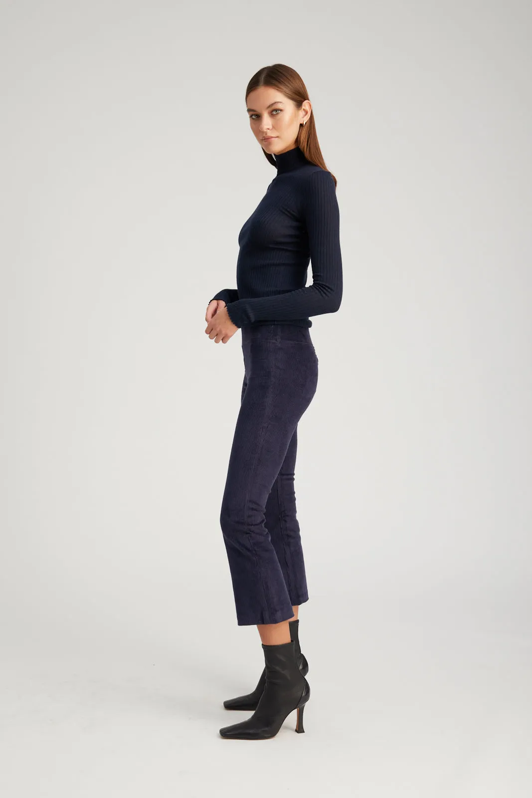 Navy Corduroy Crop Flare Pants sold by SPRWMN product image thumbnail 5