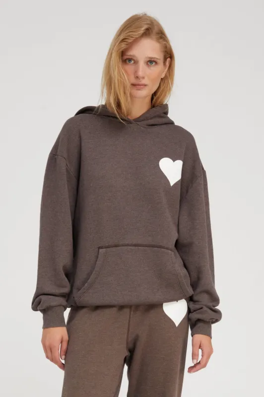 Heather Brown Heart Hoodie sold by SPRWMN