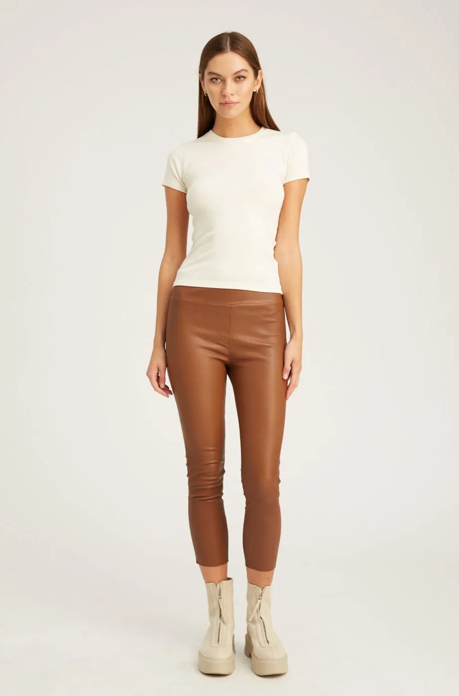 Cocoa Leather Crop sold by SPRWMN