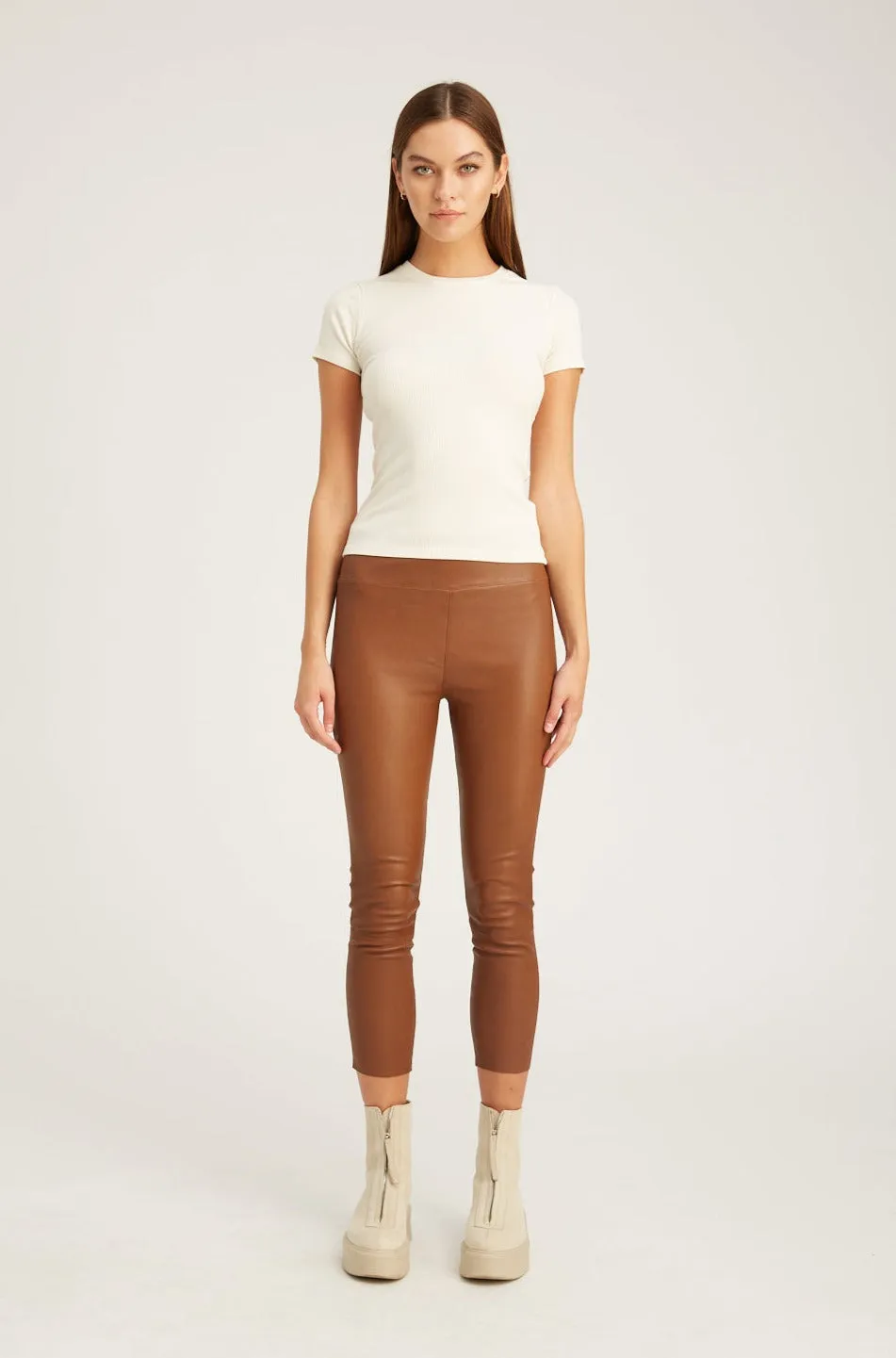 Cocoa Leather Crop sold by SPRWMN product image thumbnail 2