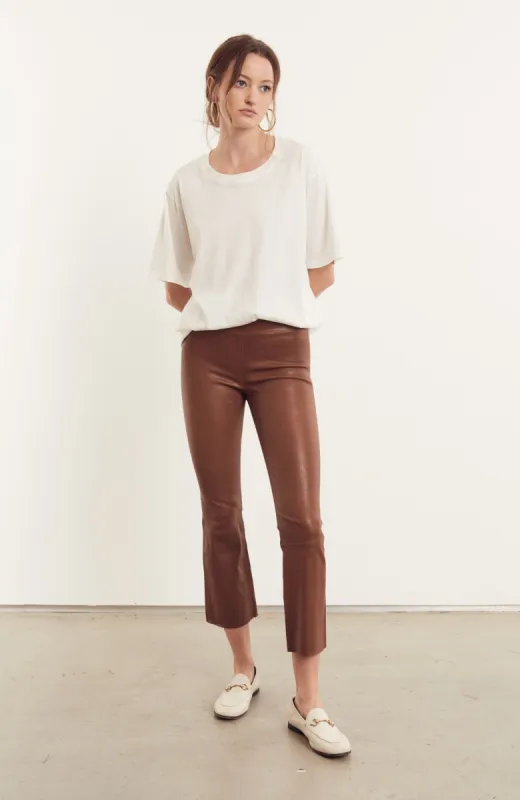 Cocoa Leather Crop Flare made by SPRWMN