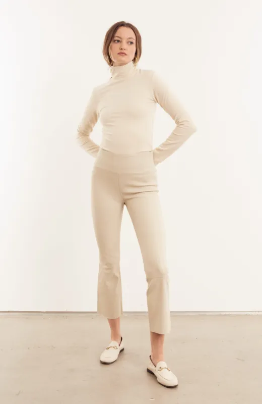 Off White Leather Crop Flare sold by SPRWMN