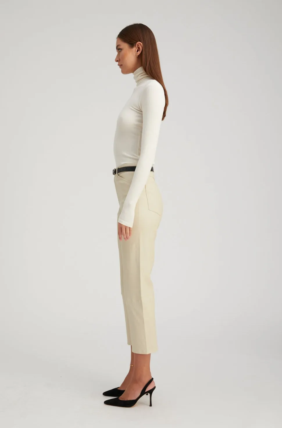 Off White Leather 5 Pocket Straight Leg Pants sold by SPRWMN product image thumbnail 5