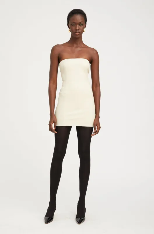 Off White Leather Strapless Dress sold by SPRWMN