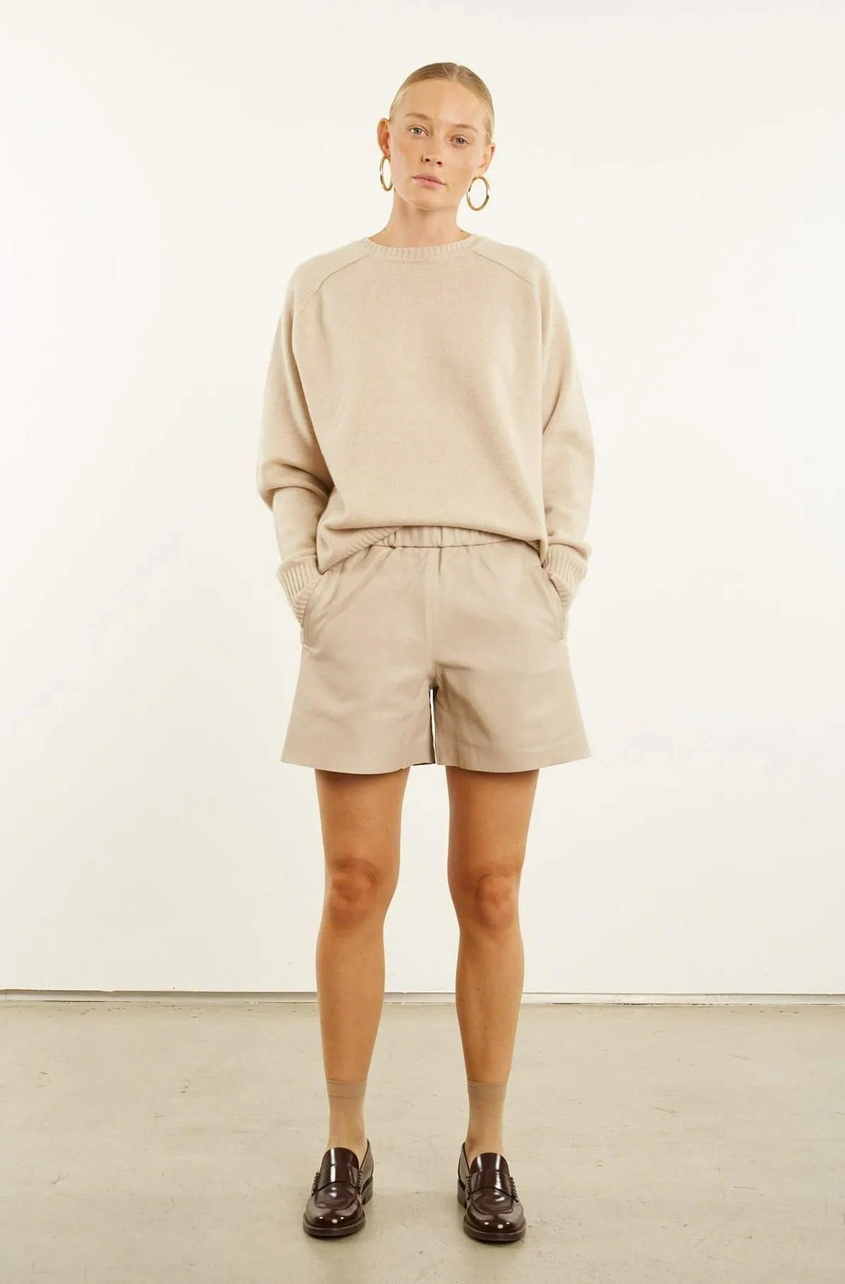 Off White Leather Culotte Shorts sold by SPRWMN product image thumbnail 3