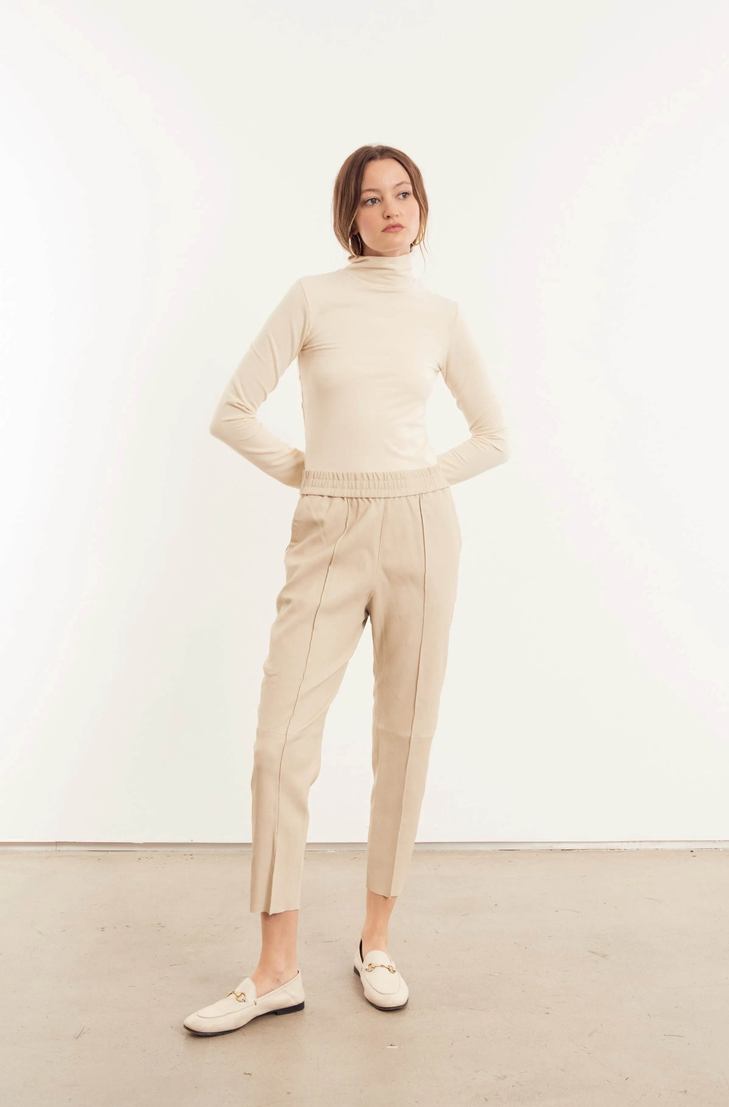 Off White Leather Joggers sold by SPRWMN product image thumbnail 3