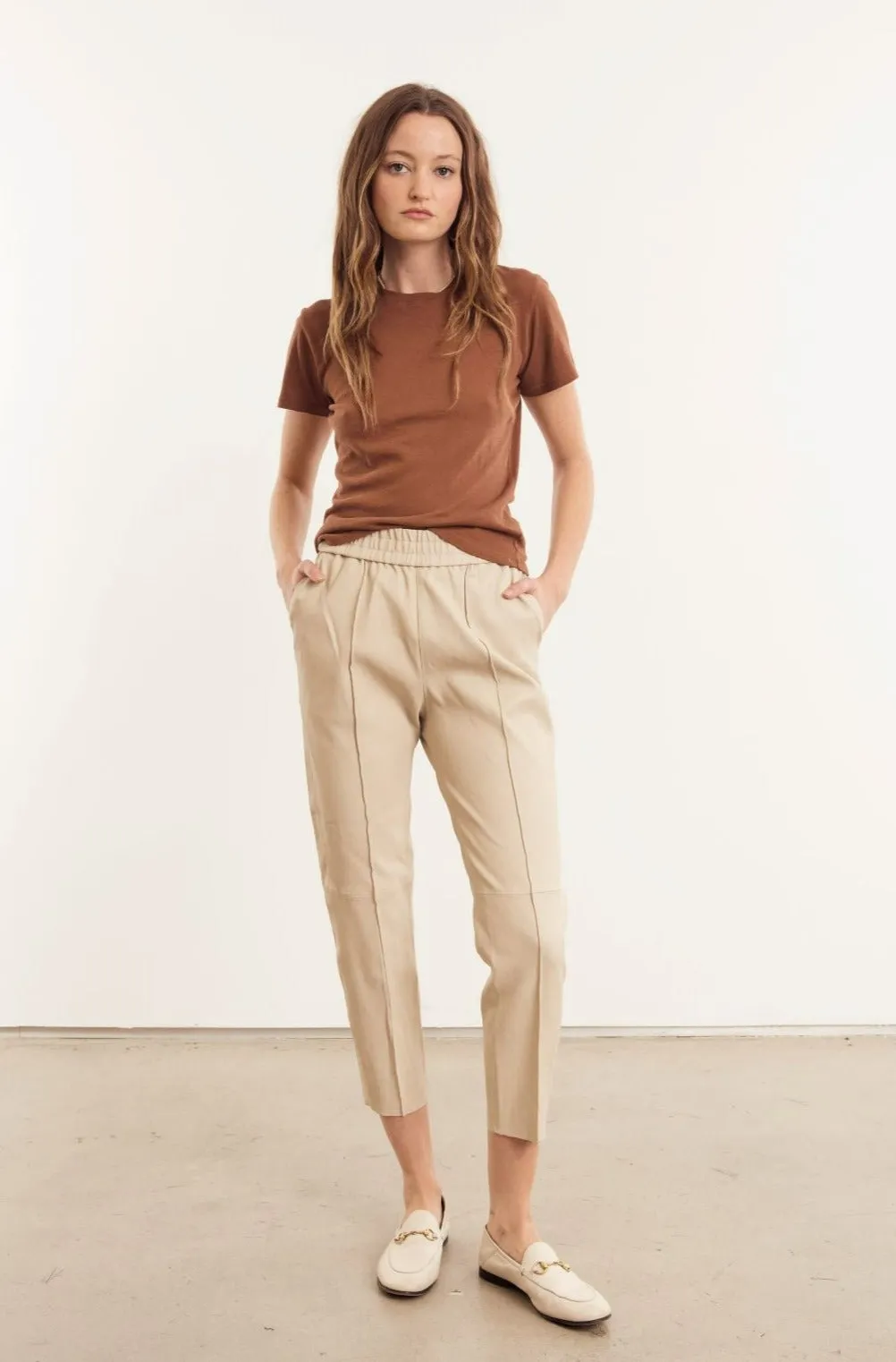 Off White Leather Joggers sold by SPRWMN product image thumbnail 4