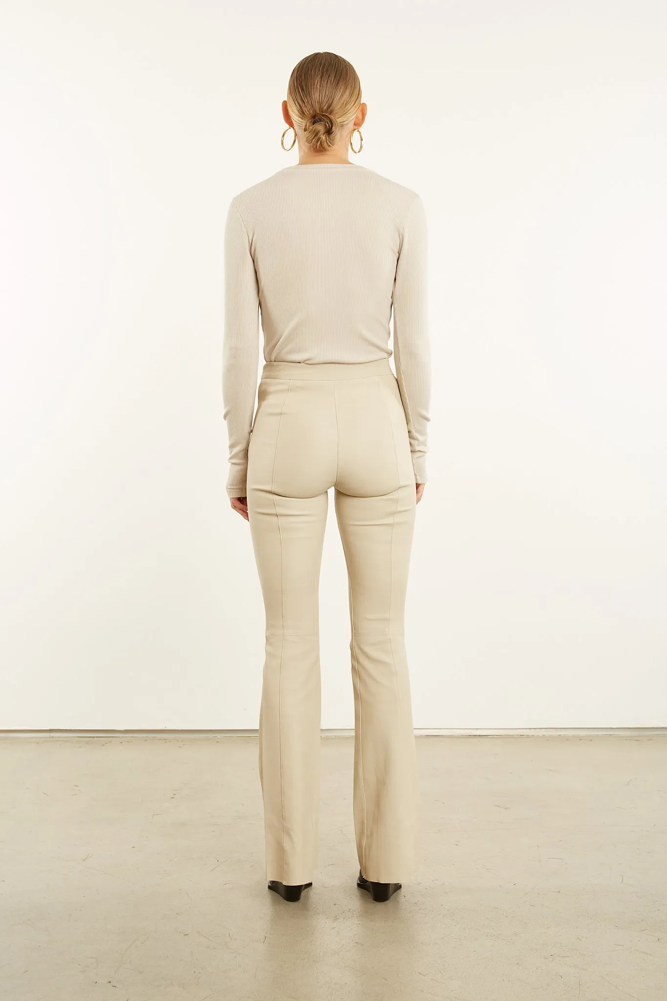 Off White Leather Super Flare w Princess Seams sold by SPRWMN product image thumbnail 3