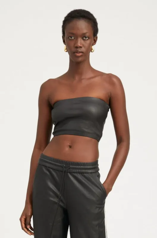 Black Leather Micro Tube Top sold by SPRWMN