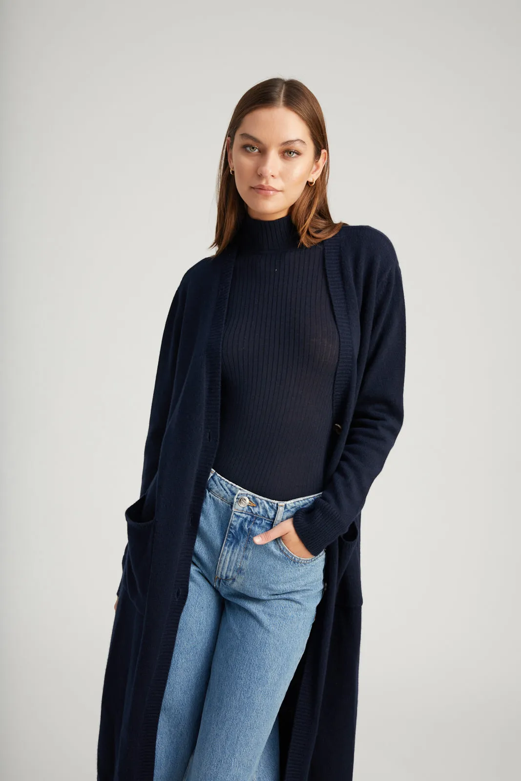 Navy Cashmere Long Cardigan sold by SPRWMN product image thumbnail 5