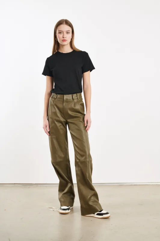 Moss Leather Straight Leg Trousers sold by SPRWMN