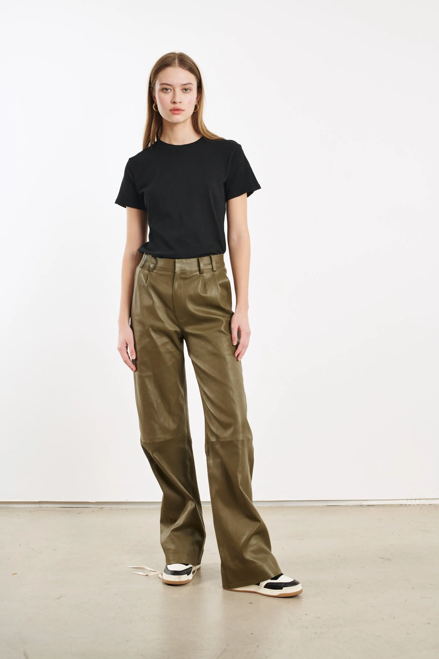 Moss Leather Straight Leg Trousers sold by SPRWMN