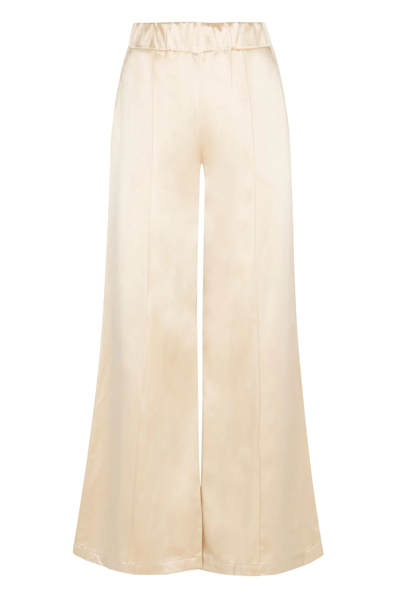 Cream Silk Wide Leg Pintuck Pants sold by SPRWMN product image thumbnail 2