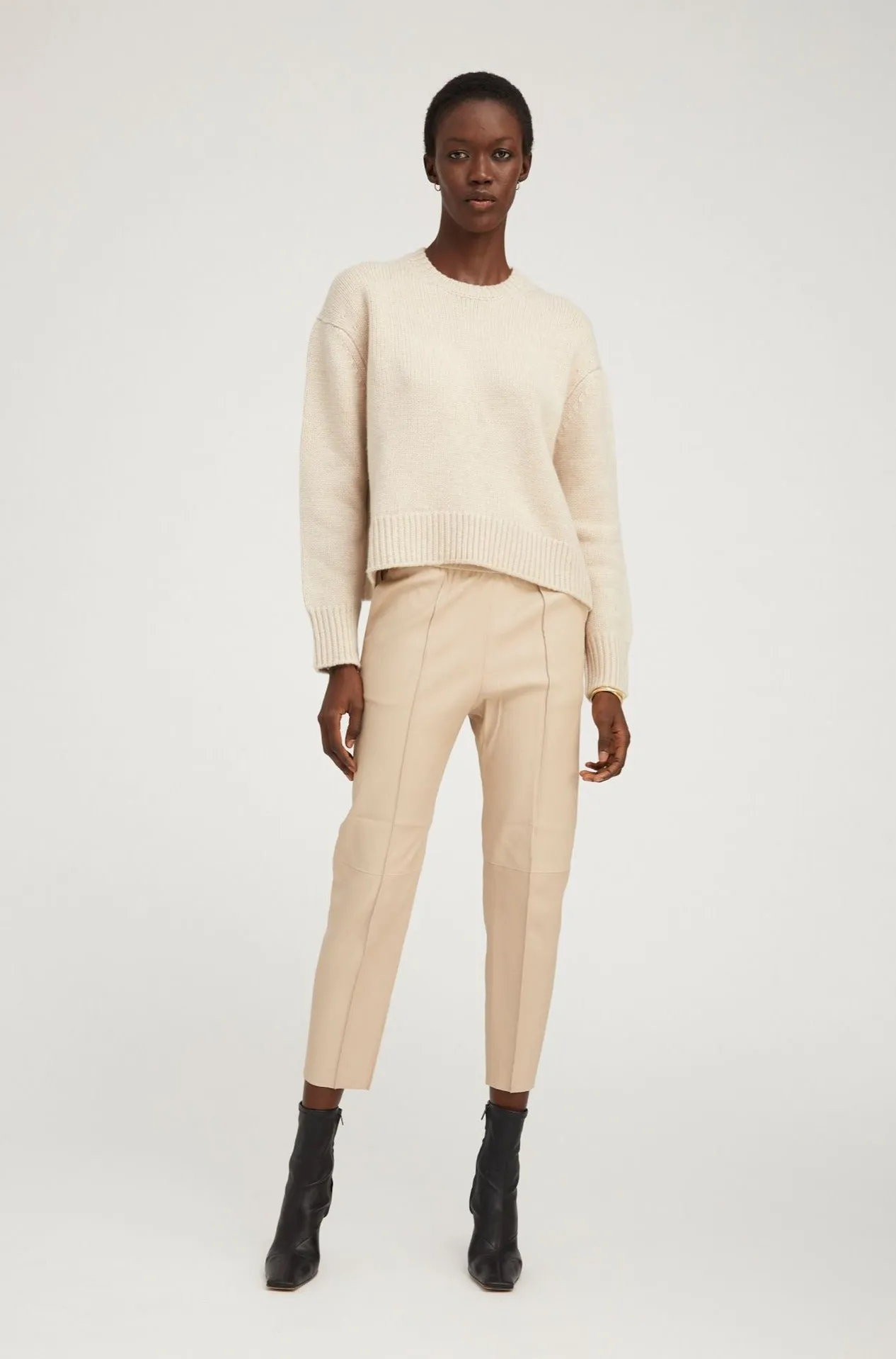 Latte Leather Joggers sold by SPRWMN