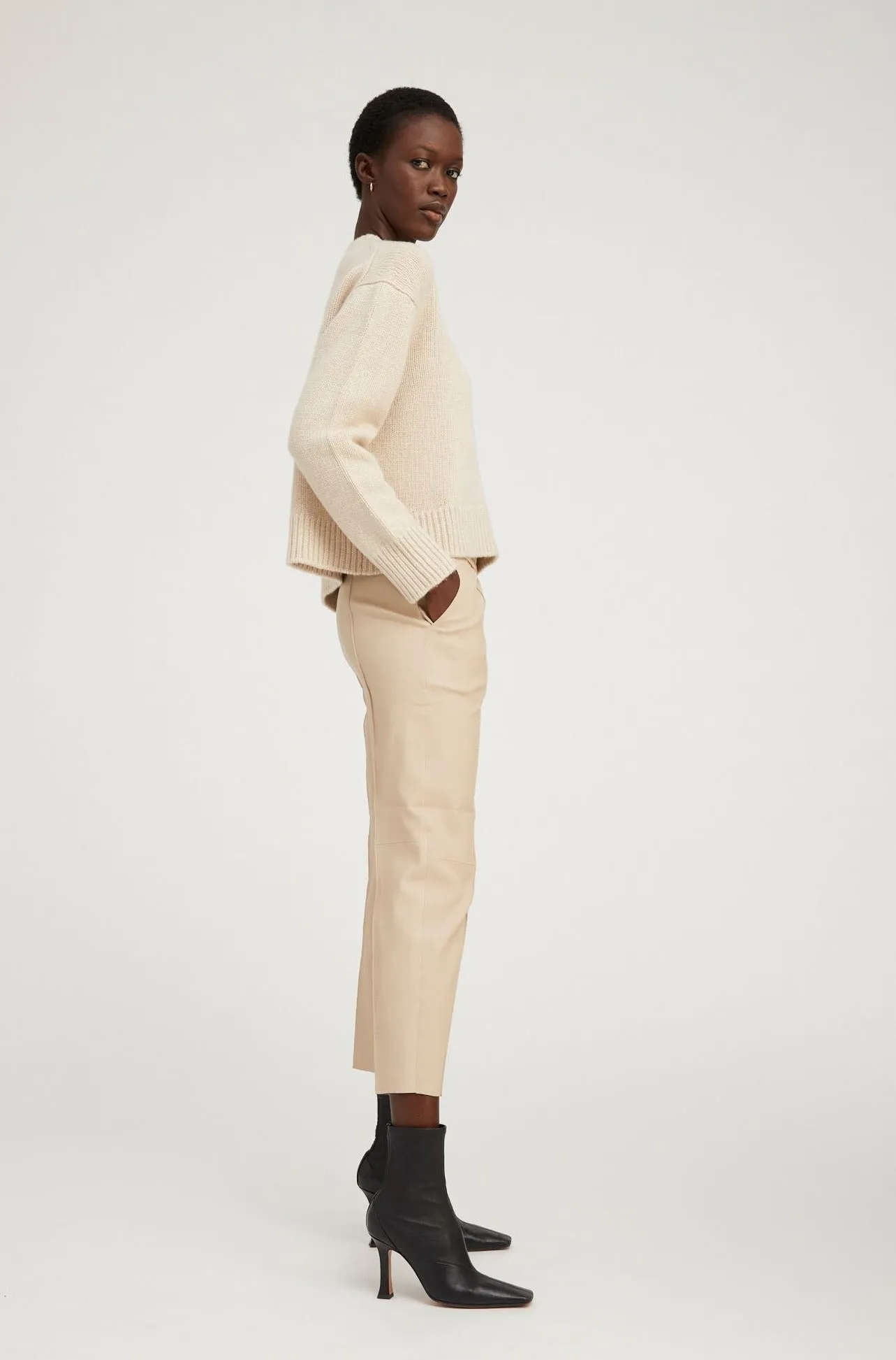 Latte Leather Joggers sold by SPRWMN product image thumbnail 4