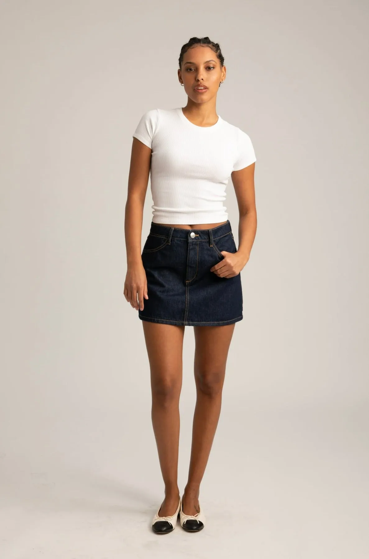Jane Denim A-Line Mini Skirt sold by SPRWMN product image thumbnail 5