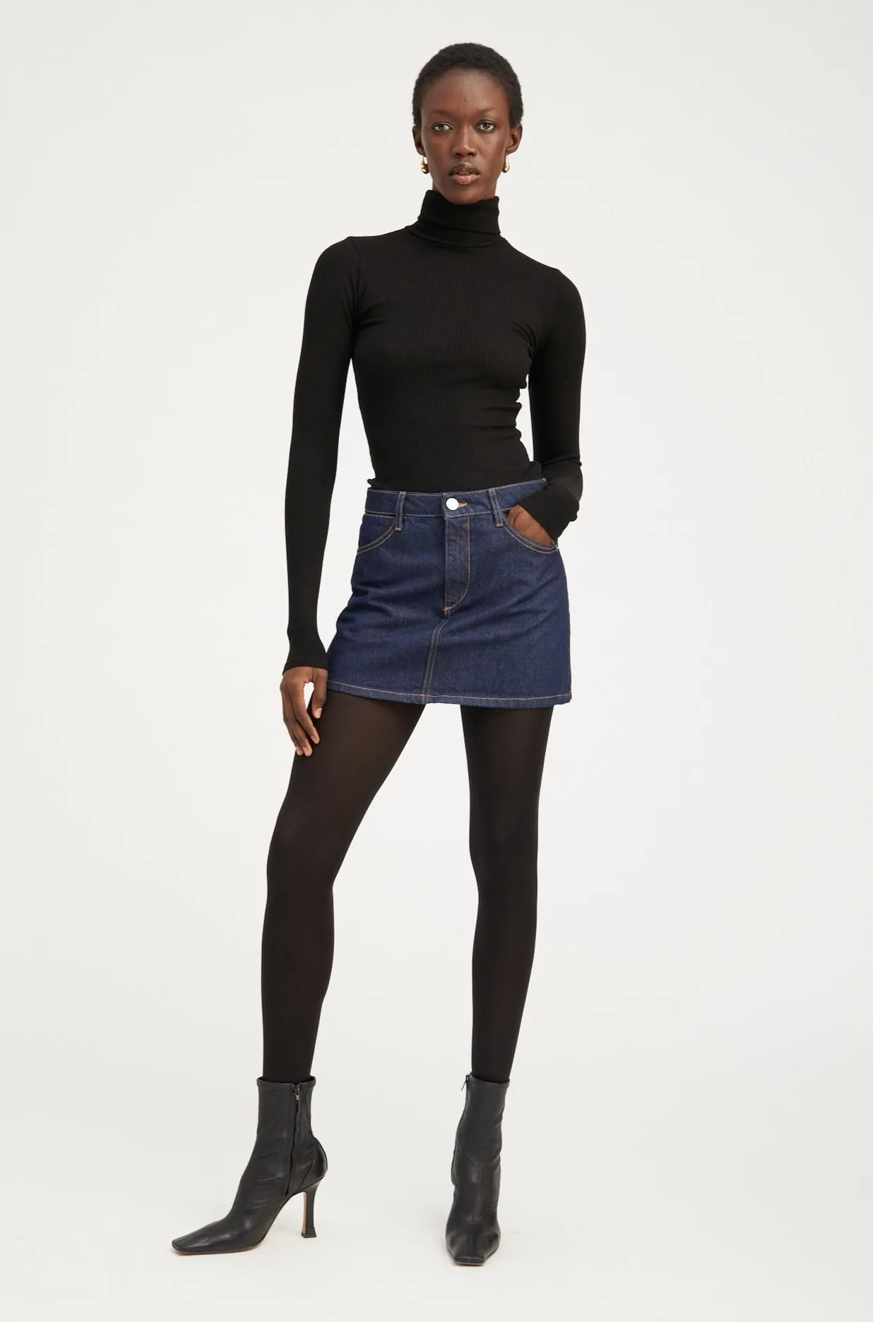 Jane Denim A-Line Mini Skirt sold by SPRWMN