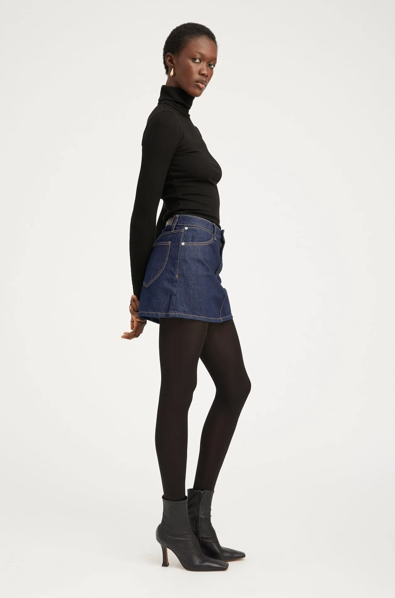 Jane Denim A-Line Mini Skirt sold by SPRWMN product image thumbnail 3