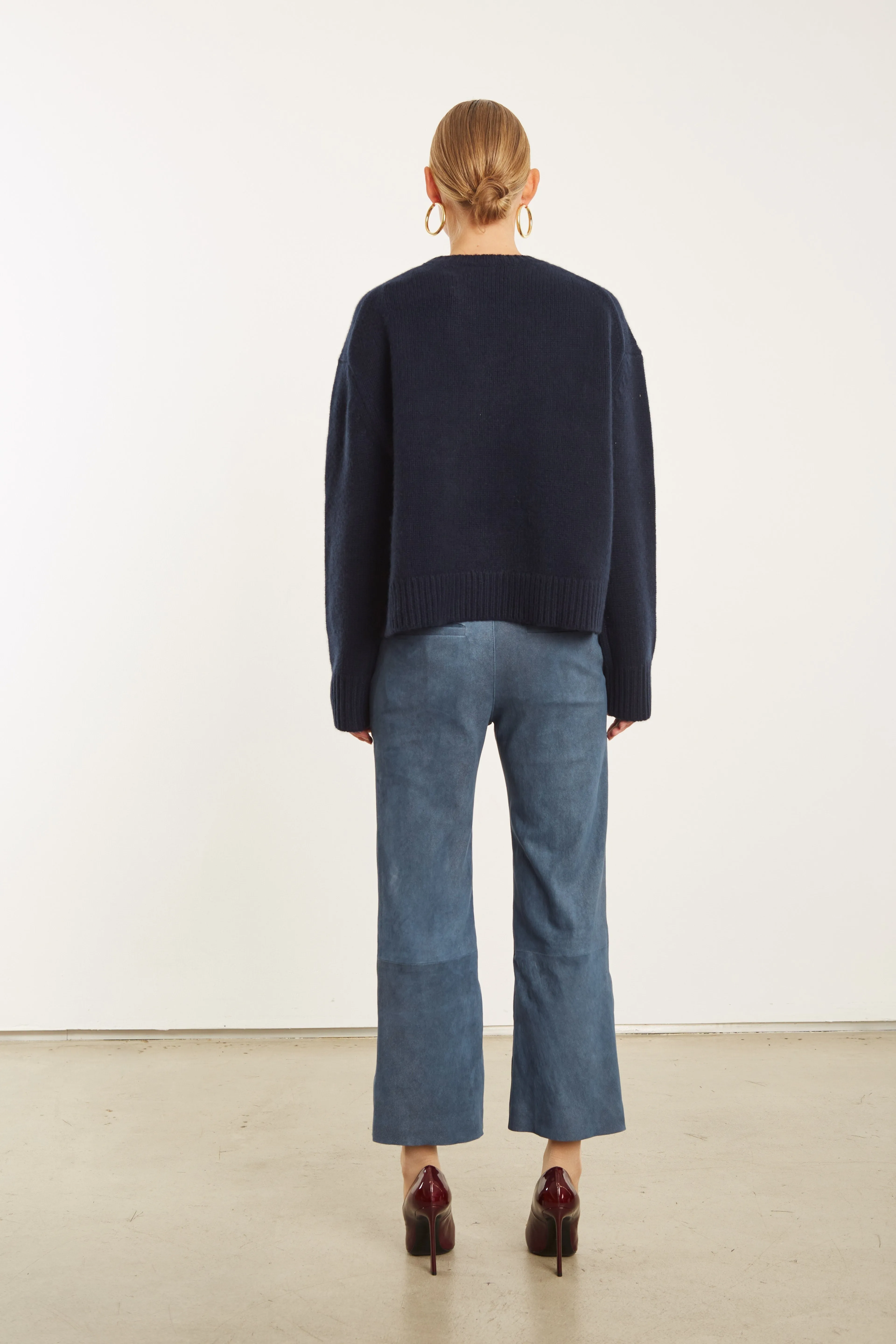 Denim Suede Cropped Trousers sold by SPRWMN product image thumbnail 5