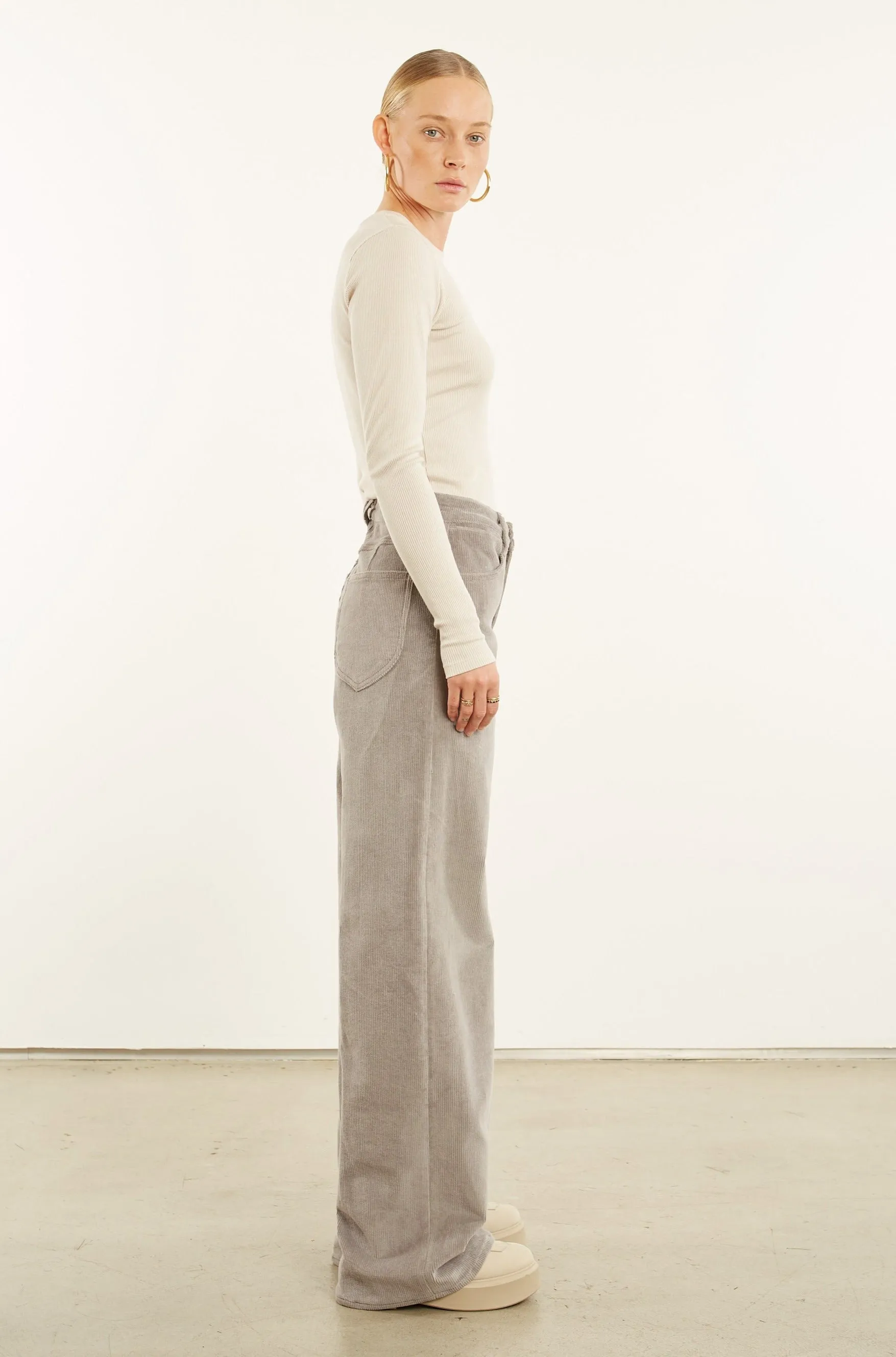 Grey Corduroy Wide Leg Trousers sold by SPRWMN product image thumbnail 3