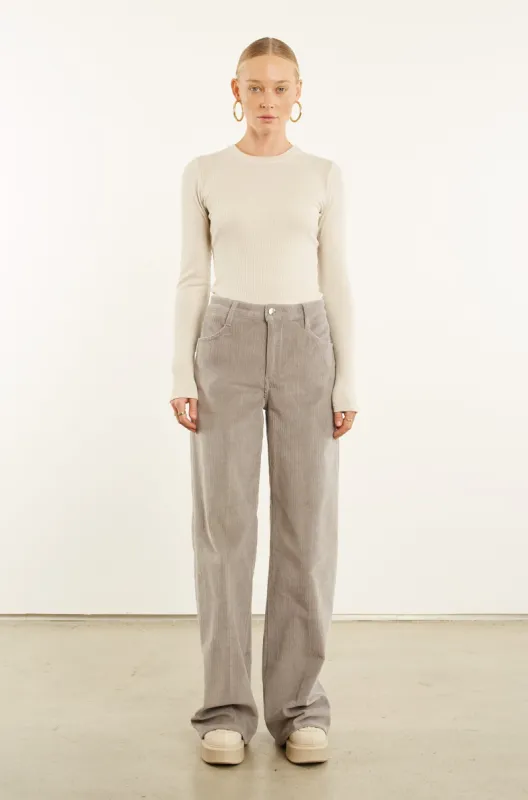 Grey Corduroy Wide Leg Trousers sold by SPRWMN