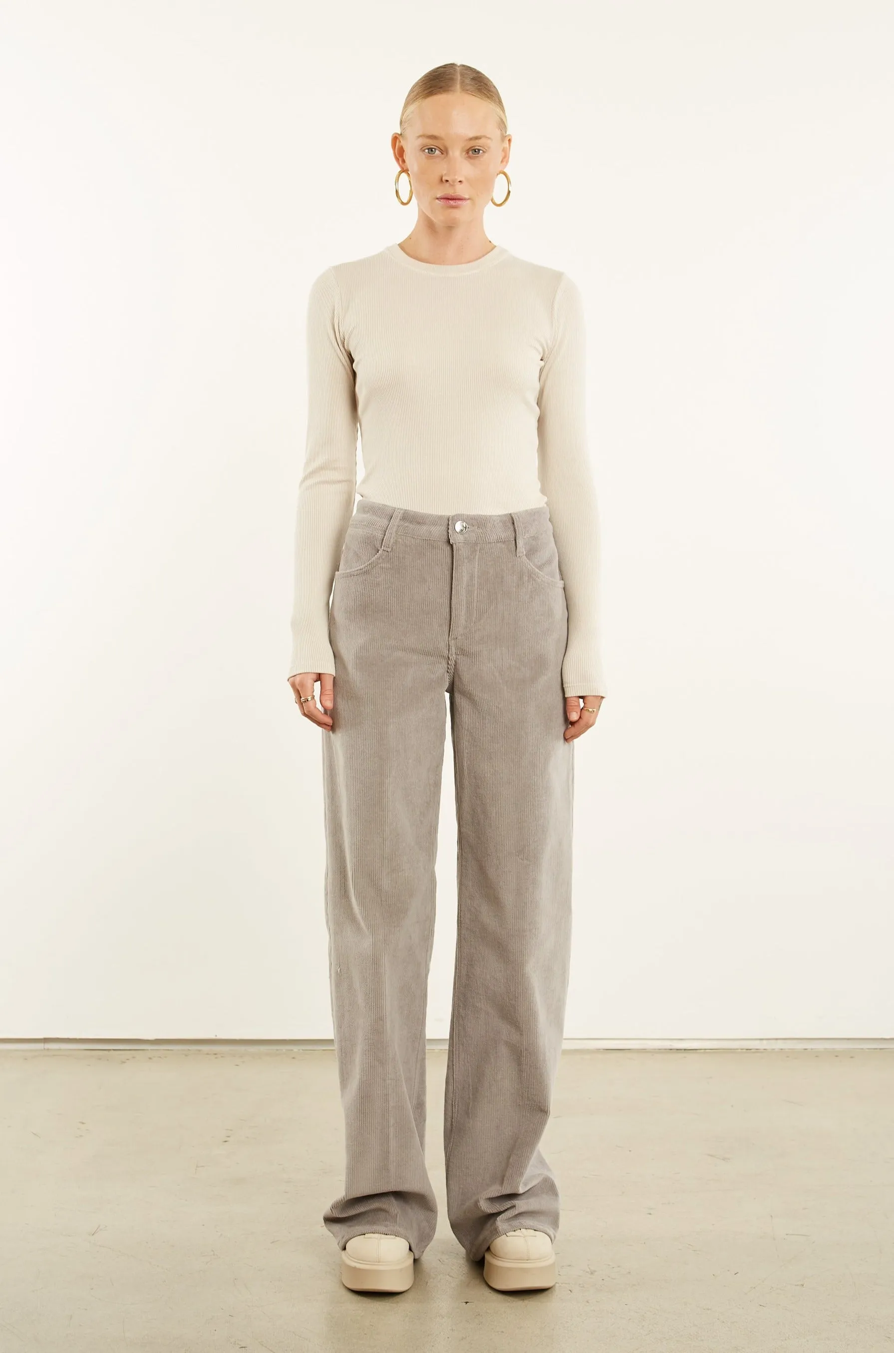 Grey Corduroy Wide Leg Trousers sold by SPRWMN