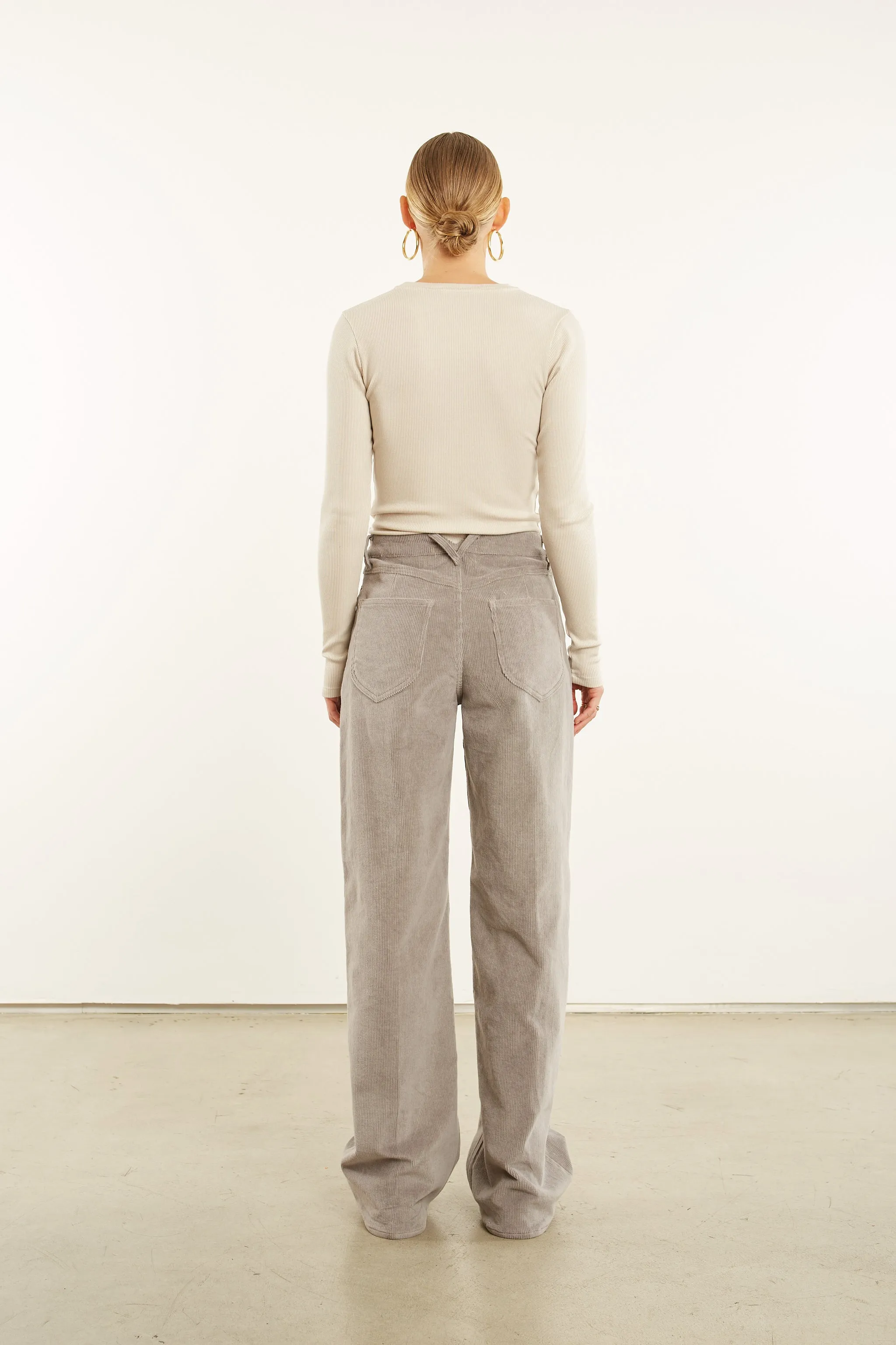 Grey Corduroy Wide Leg Trousers sold by SPRWMN product image thumbnail 4