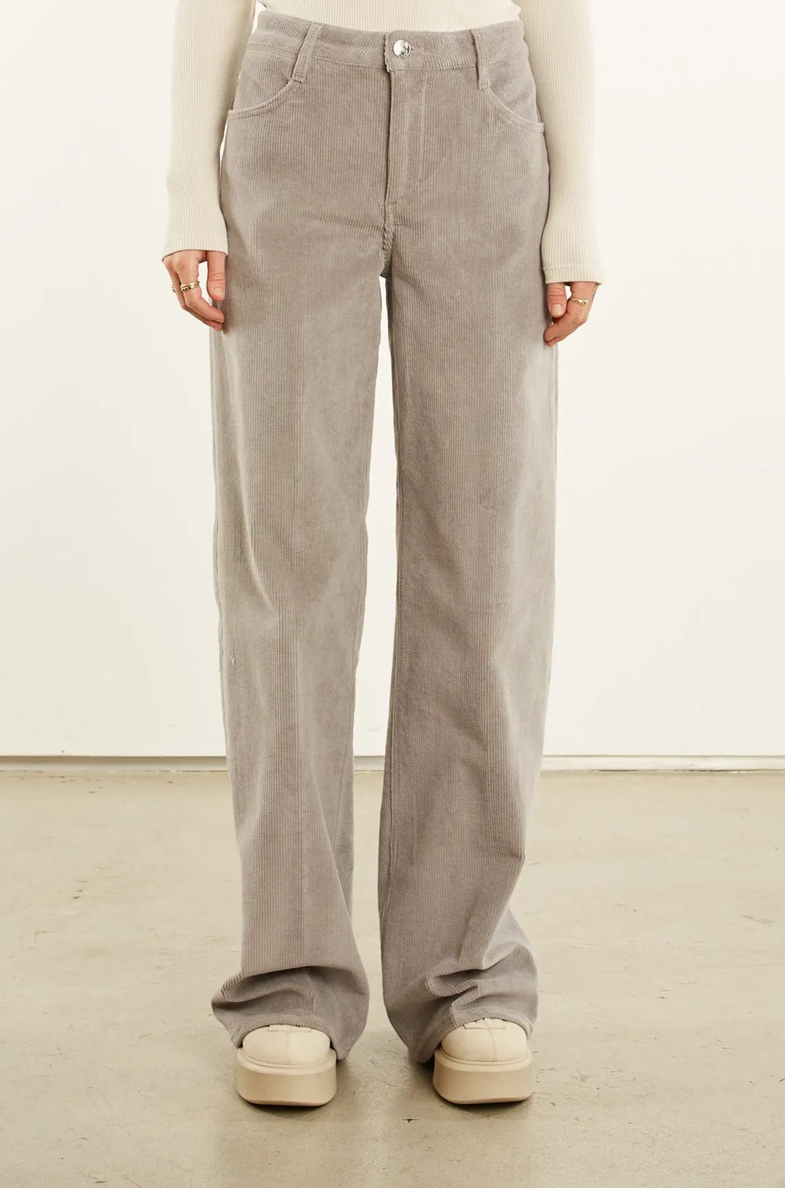 Grey Corduroy Wide Leg Trousers sold by SPRWMN product image thumbnail 2