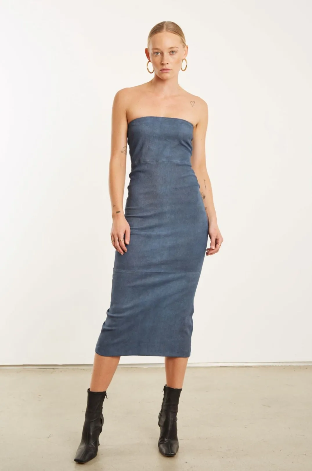 Denim Suede Tube Dress sold by SPRWMN