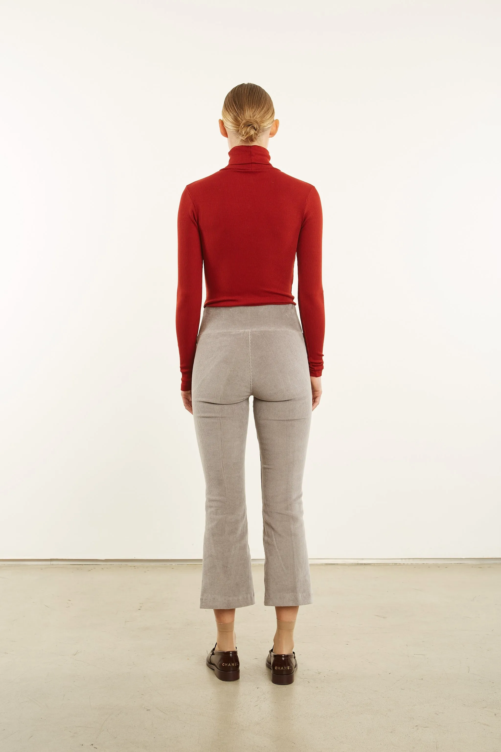Grey Corduroy Crop Flare Pants sold by SPRWMN product image thumbnail 4