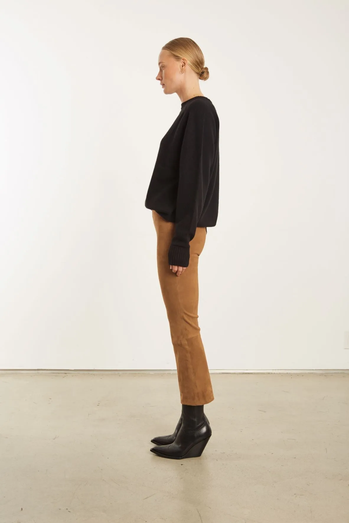 Dark Cognac Suede Crop Flare sold by SPRWMN product image thumbnail 2