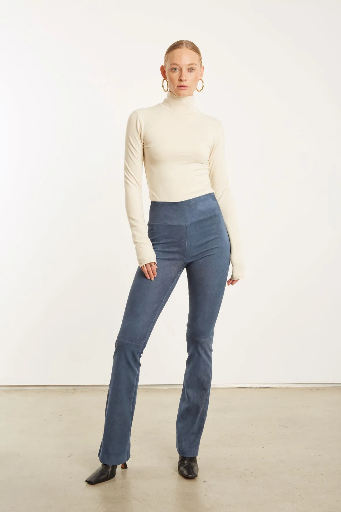 Denim Suede Micro Flare sold by SPRWMN