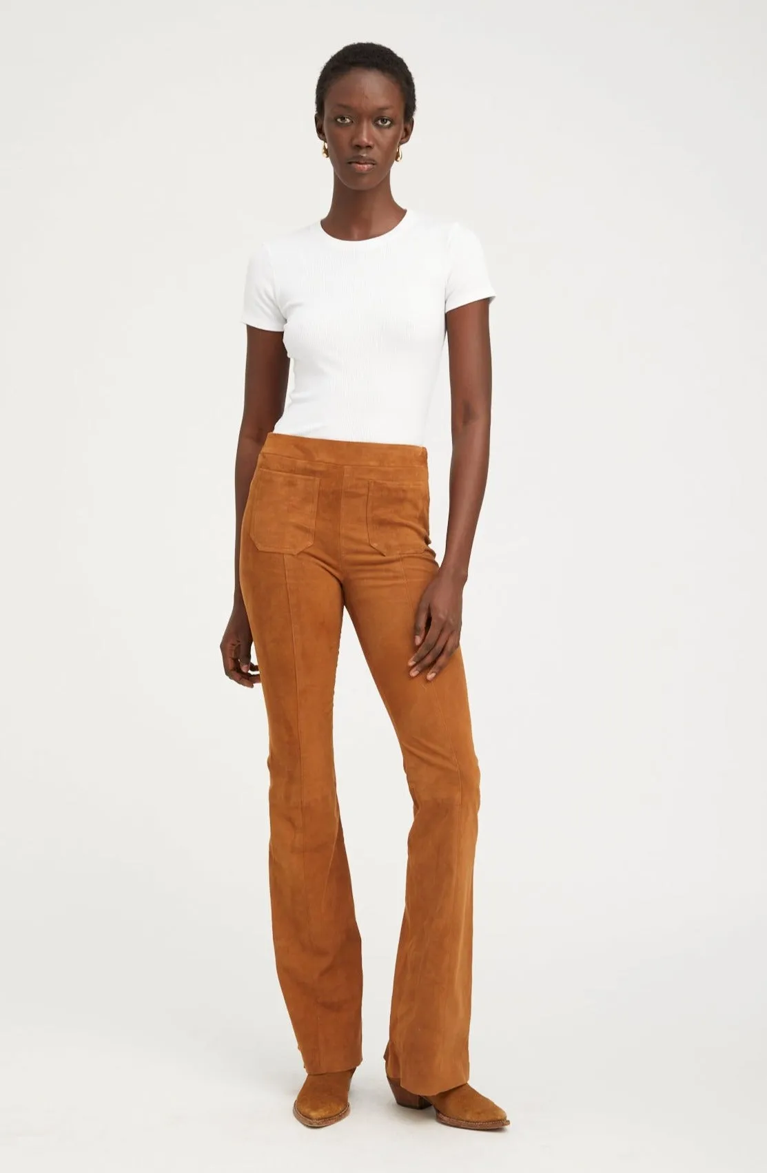 Suede Patch Pockets Super Flare Pants sold by SPRWMN