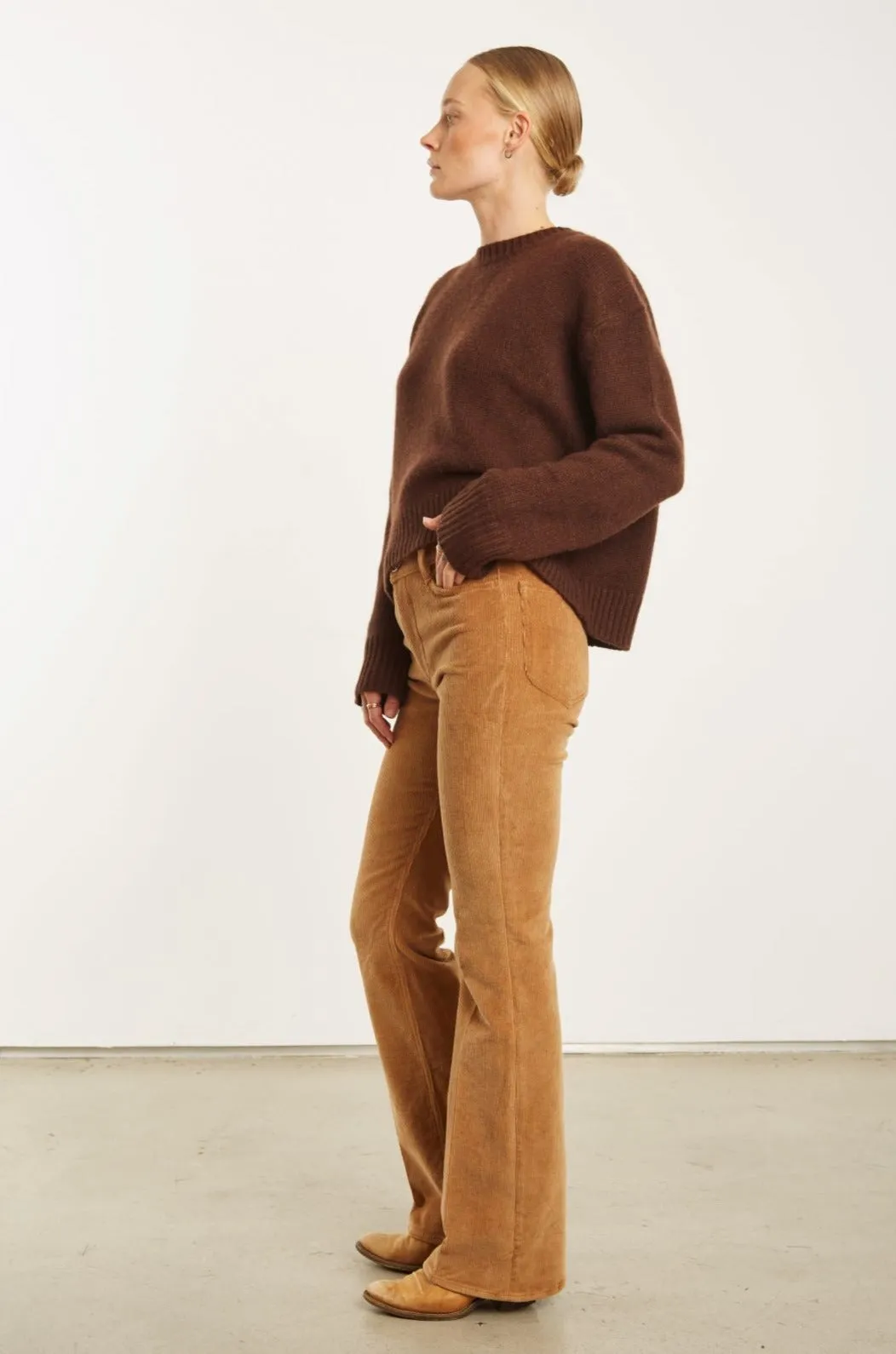 Camel Corduroy Micro Flare Pants sold by SPRWMN product image thumbnail 4